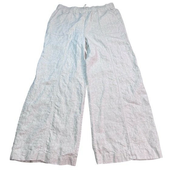 Reformation Pants - Reformation Cream Tan Linen Wide Leg Elastic Waist Draw String Pants size Large